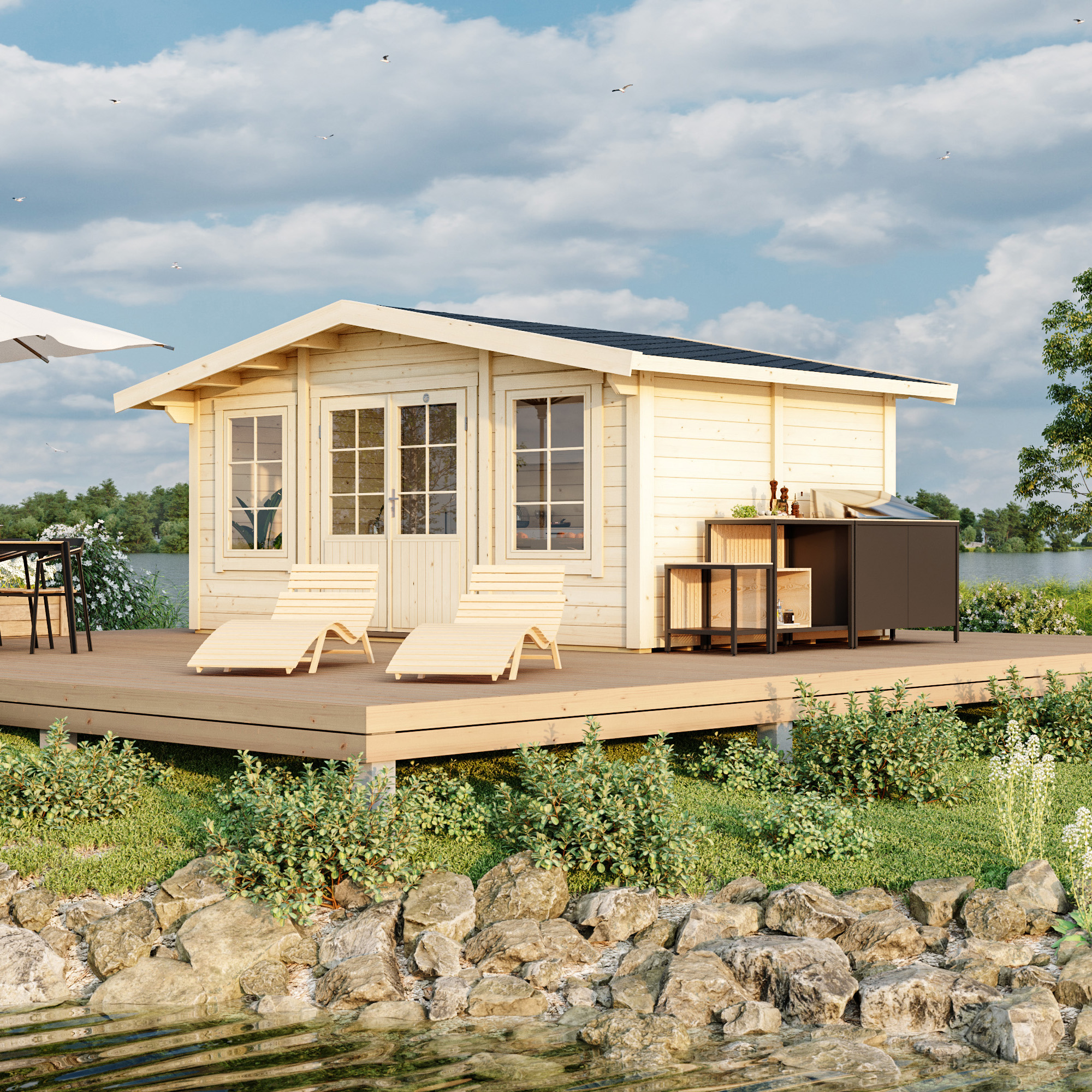 Lillevilla Apex 3m deep Log Cabin 5m x 3m | The Greenhouse People